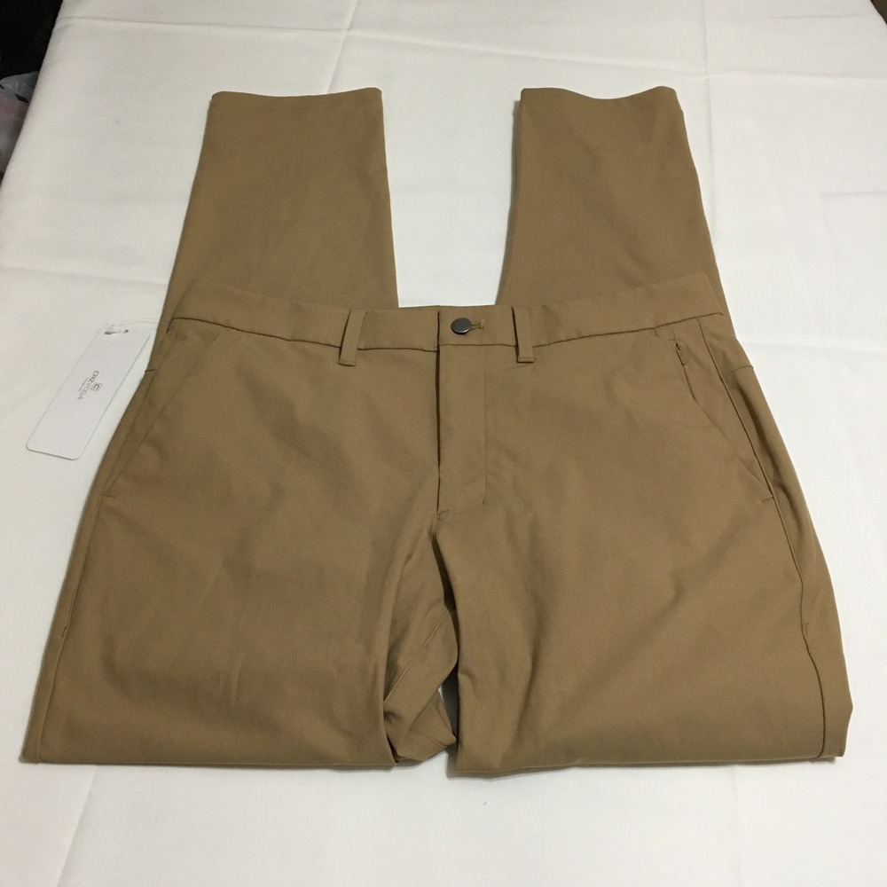 CRZ YOGA Golf Pants Mens Size 33W Khaki Sand Athletic Performance NWT